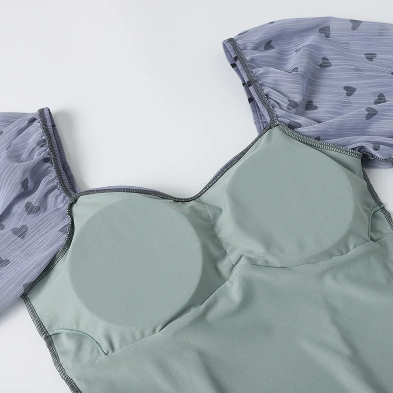 

One Piece Bikini Lady's Swimsuit Swim Wear Retro Ladies Closed Women 2020 19 New Nethong Bubble Long Sleeve Love Solid Polyester