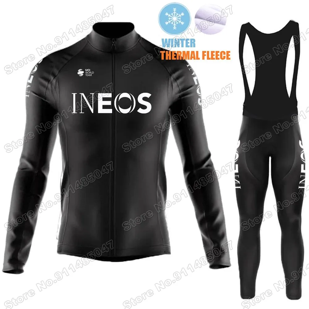 

Winter 2021 Team ineos Black Cycling Jersey Set Clothing Suit Mens Long Sleeve MTB Bike Road Pants Bib Ropa Ciclismo