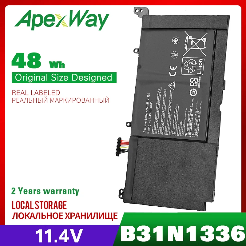 Аккумулятор ApexWay для ноутбука 11 4 в B31N1336 C31-S551 ASUS VivoBook S551 S551LB S551LA R553L R553LN R553LF K551LN V551