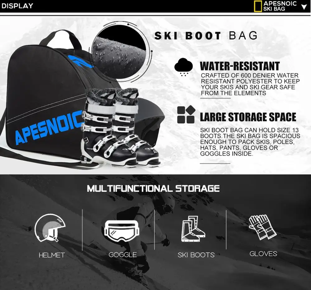 APESNOIC/Лыжная сумка с подкладкой из двух предметов водонепроницаемая Лыжная
