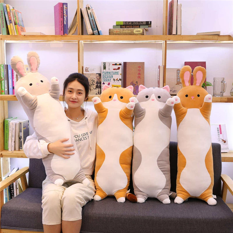 Симпатичные креативные длинные мягкие игрушки 50 90 см в виде кота кролика офисная