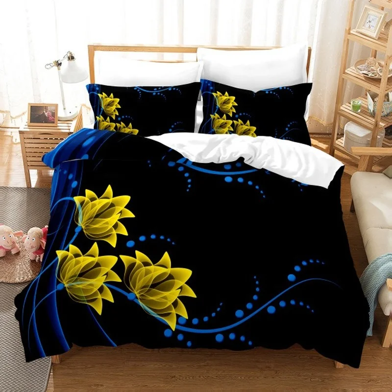 Комплект постельного белья с фиолетовой лавандой роскошный пододеяльник