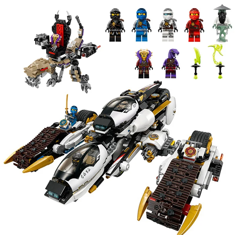 

In stock Compatible Lepining Ninja 4-in-1 Vehicle Ultra Stealth Raider Chenosaurus Building Blocks Sets Toys For Children Gifts