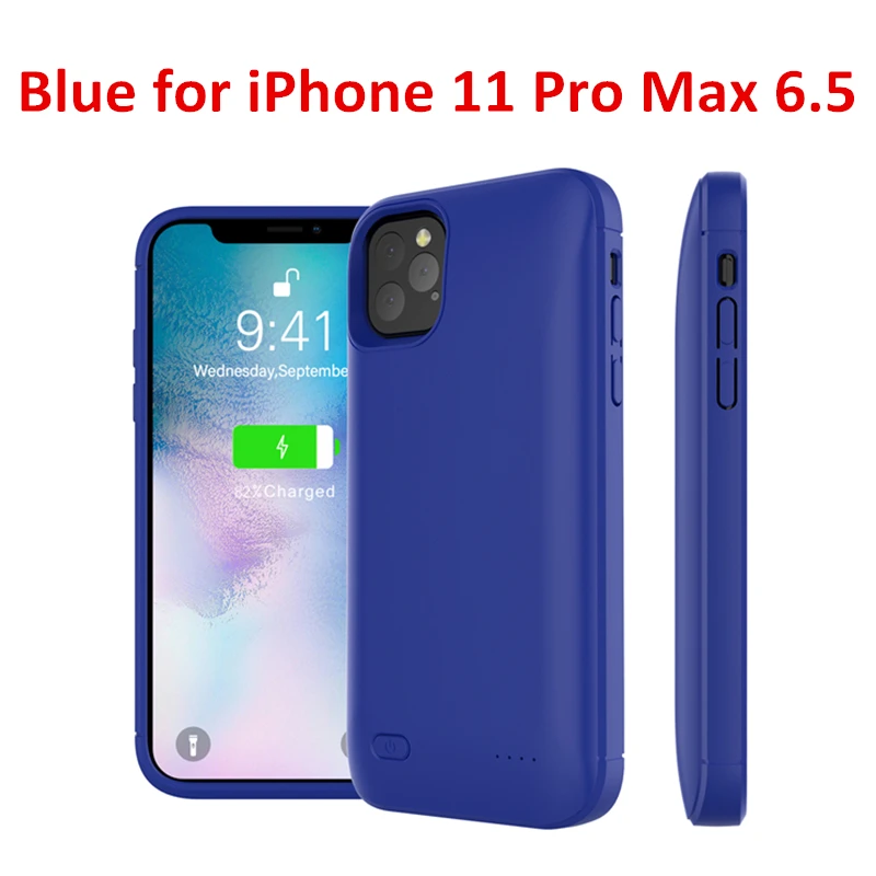 Для iPhone 11 SE 5 5S чехол для зарядного устройства 4000 мАч Внешний внешний аккумулятор чехол для зарядки для iPhone XS 7 8 plus 6 6S Чехол для аккумулятора - Цвет: Blue for 11pro max