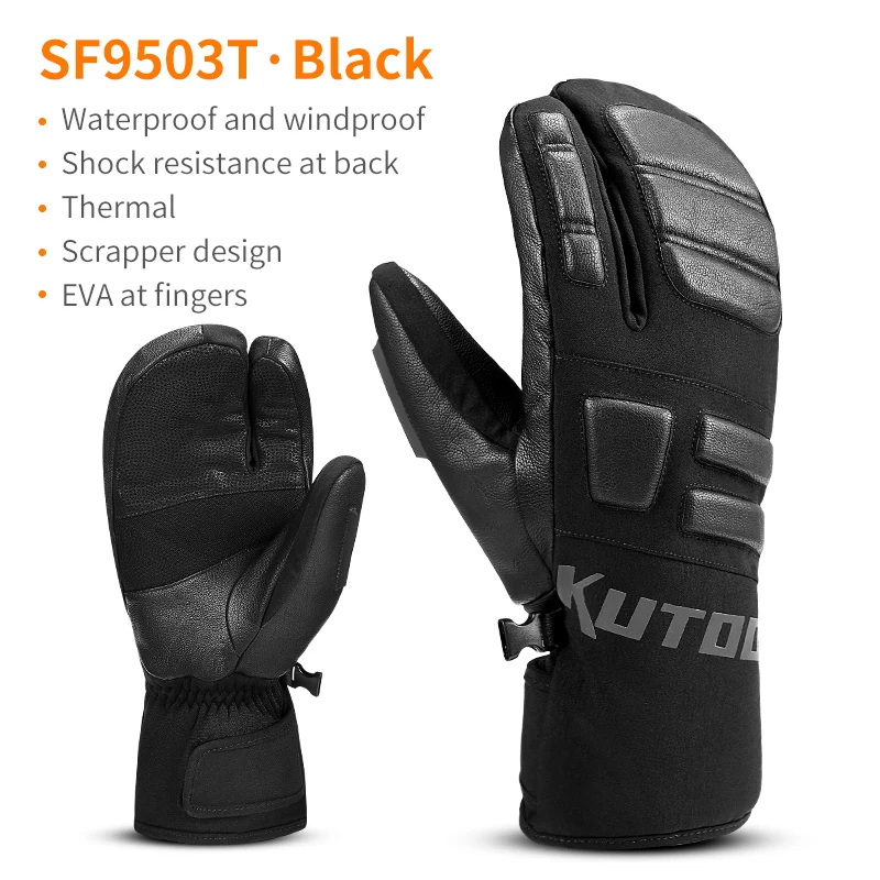 Keep Warm Black Kutake зимние лыжные перчатки теплые зимние снегоходные перчатки для сноуборда водонепроницаемые мужские женские спортивные лыжные защитные аксессуары - Цвет: Keep Warm Black