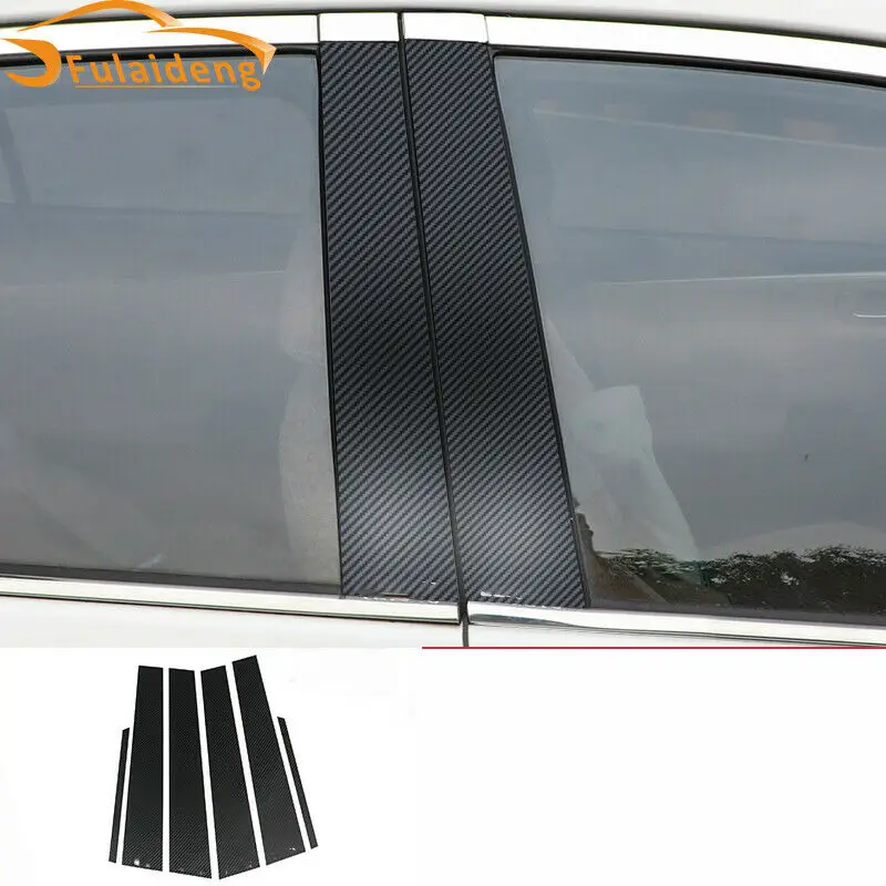 

For Toyota Corolla 2014-2018 Carbon fiber TPU Door B,C Pillar Mirror Plate Moulding Cover Car Styling Accessories 6Pcs