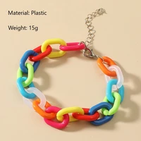 simple resin rainbow chain bracelet for women fun cute color gummy bear bracelet for girls party fashion jewelry friend gift