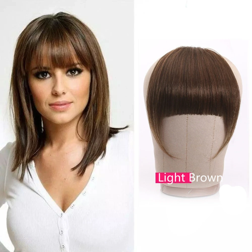 

Halo Lady Beauty Brazilian Human Hair Neat Bangs Clip-In Hair Pieces Non-Remy Clip In Fringe Hair Bangs Light Brown Blonde Bang