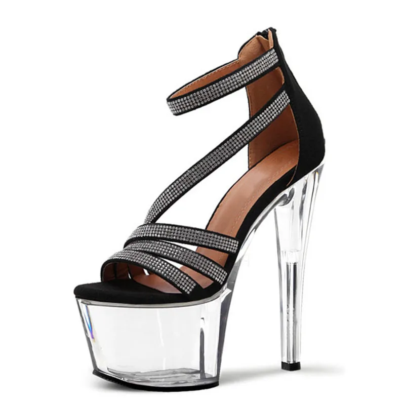 Сандалии женские на платформе с открытым носком туфли шпильке 17 см узким