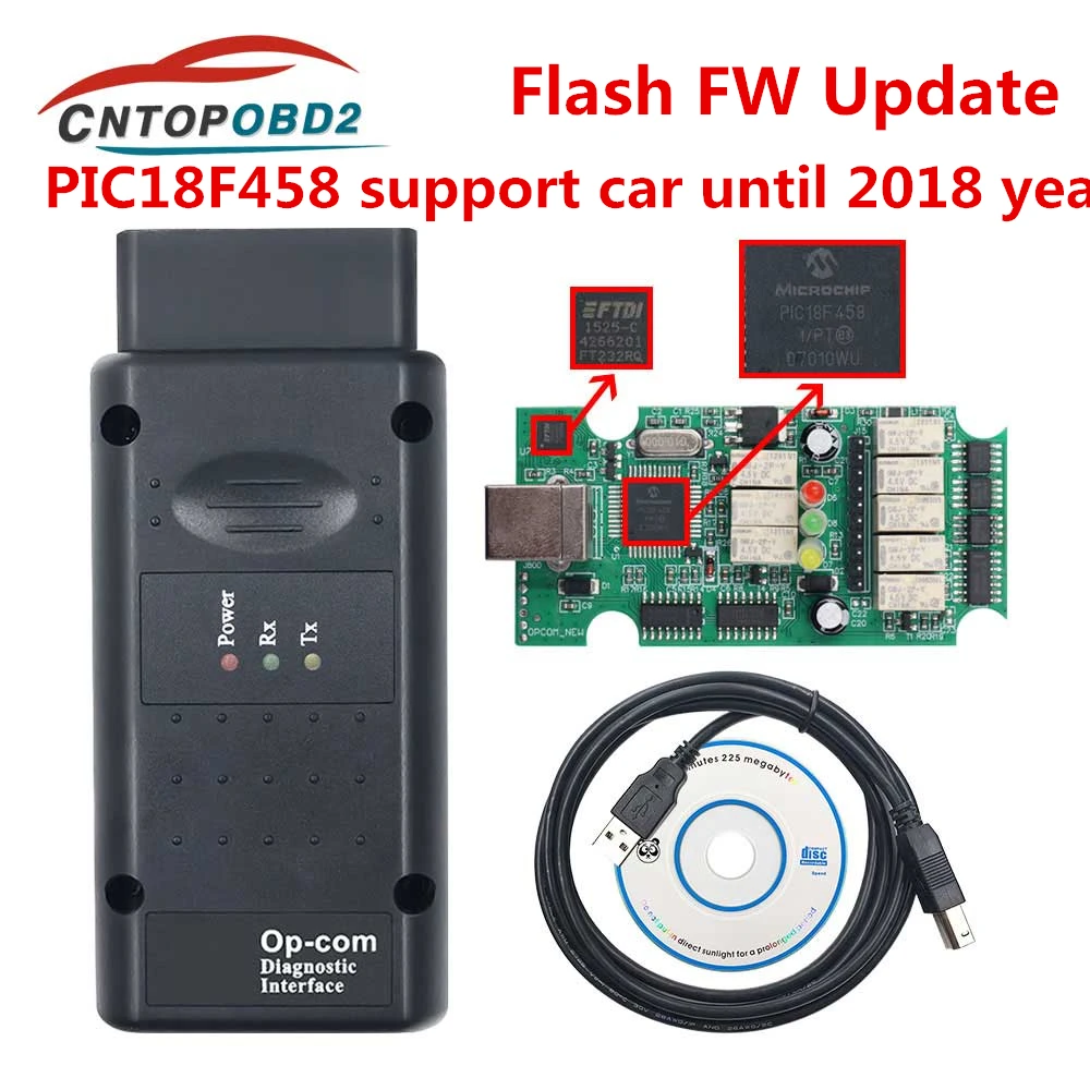 Новейший opcom V1.95 OP COM 2018 для Opel PIC18F458 FTDI FT232RL чип может быть вспышка обновленный OBD2