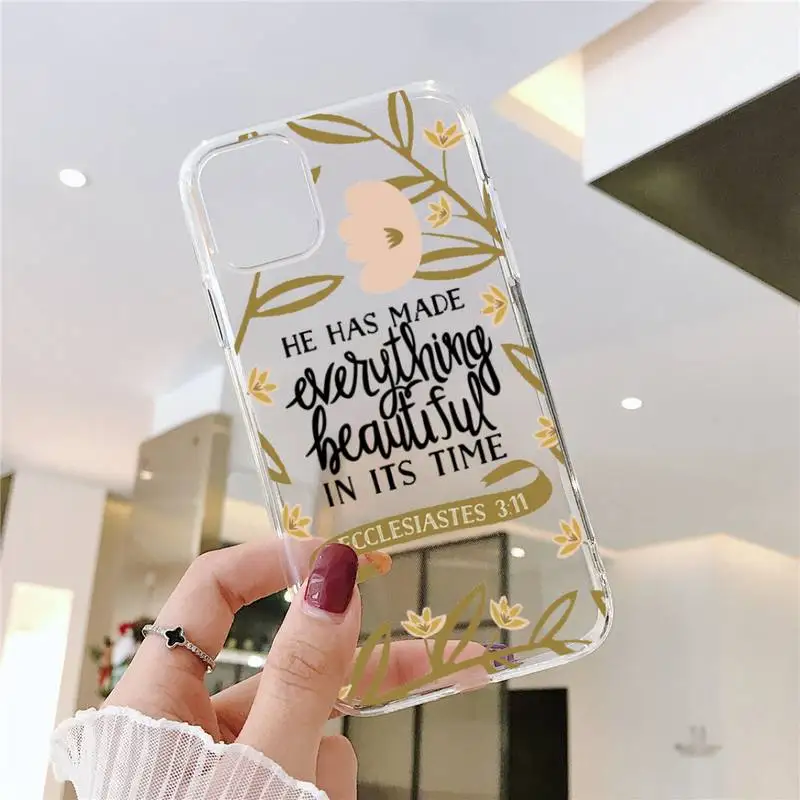 

Jesus Bible Quotes Phone Case Clear Transparent for iPhone 11 12 mini pro XS MAX 8 7 6 6S Plus X 5S SE XR 2020