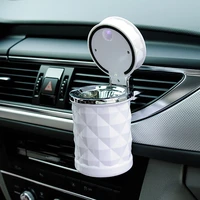car ashtray portable ashtray round car trash can smokeless ash tray with lid led light windproof for travel home use