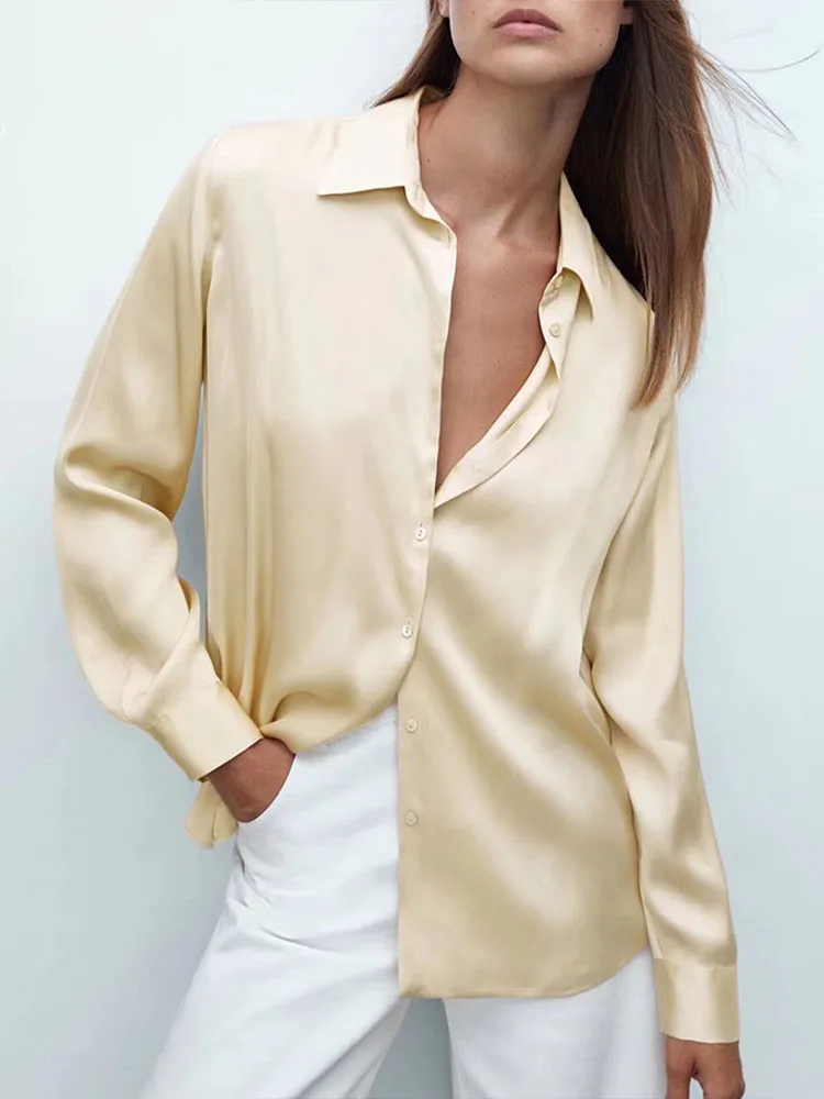 Новинка 2021 Женская Элегантная универсальная рубашка на пуговицах с лацканами и