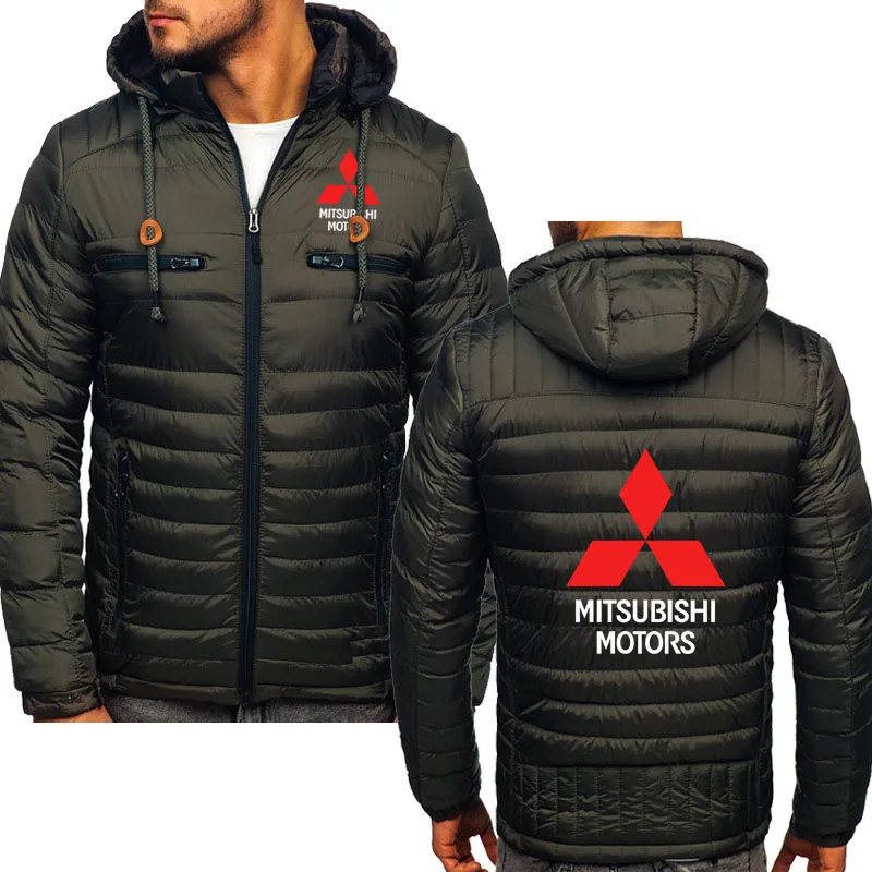 

Winter Windbreaker Warm Parkas Mitsubishi car logo print Men Down Jacket Thick Warm High quality men's zipper cotton jacket
