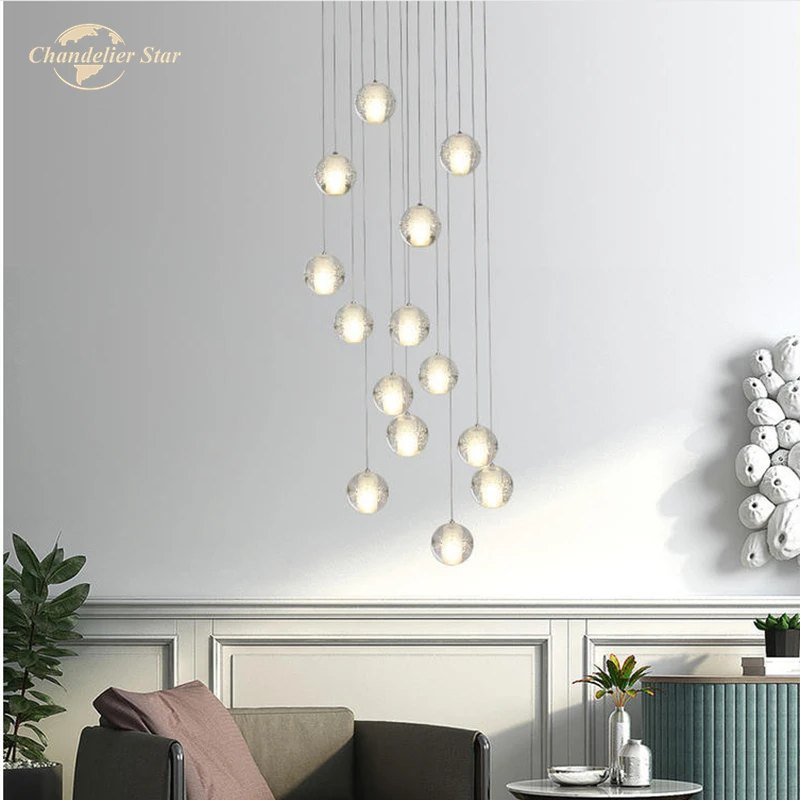 

Nordic K9 Crystal Chandeliers Modern Ball Bubble Metal Pendant Hanging Lamps Lustre Bedroom Living Room Staircase Lights Fixture