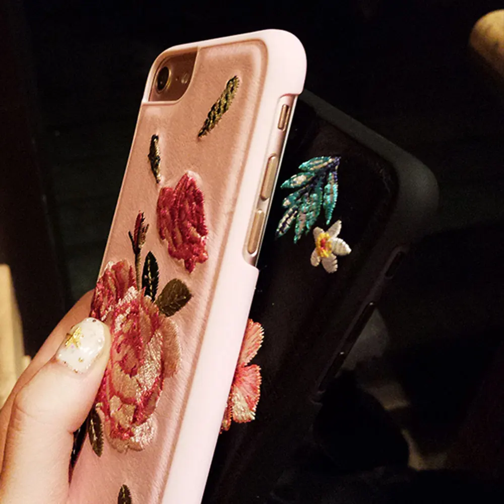 KISSCASE с вышитыми цветами розы чехол для iPhone XS Max Жесткий Чехол 6 6S 7 8 Plus X XR MAX