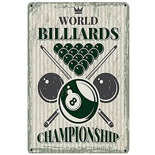 

Original Retro Design World Billiards Tin Metal Signs Wall Art | Thick Tinplate Print Poster Wall Decoration for Stadium/GYM