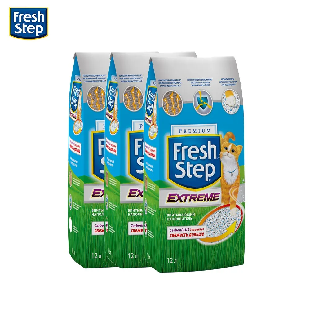 Наполнитель Fresh Step тройной контроль запаха бентонит впитывающий 6 35кг 12л х 3 шт |