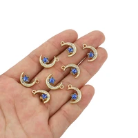 10pcs 10x15mm blue crystalstar and golden moon charm for diy jewelry making fashion earring pendant necklace bracelet charms