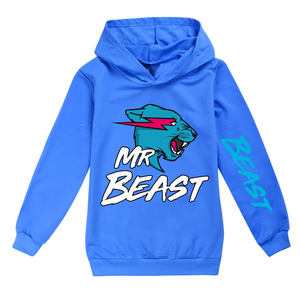 

2021 Mr Beast Lightning Cat Boys and Girls Hoodie Cotton Anime Sweatshirt Cartoon Baby Fall Children's Clothing Long Sleeve Tops
