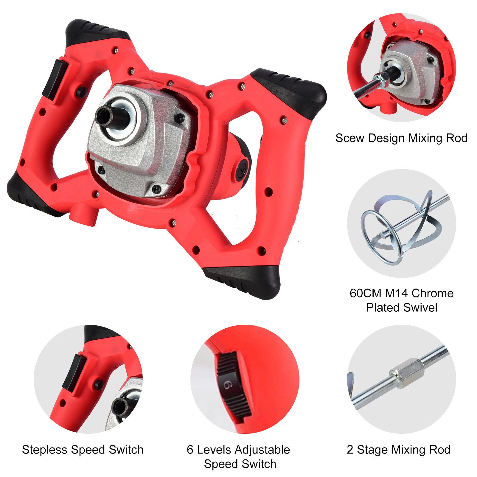 Электрическая Мешалка Для цемента 2600 Вт промышленная мешалка 6-ступенчатая