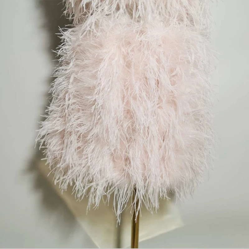 New style 100% natural ostrich hair Short skirt bra underwear women's fur coat real ostrich fur coat fur mini skirt Customizable