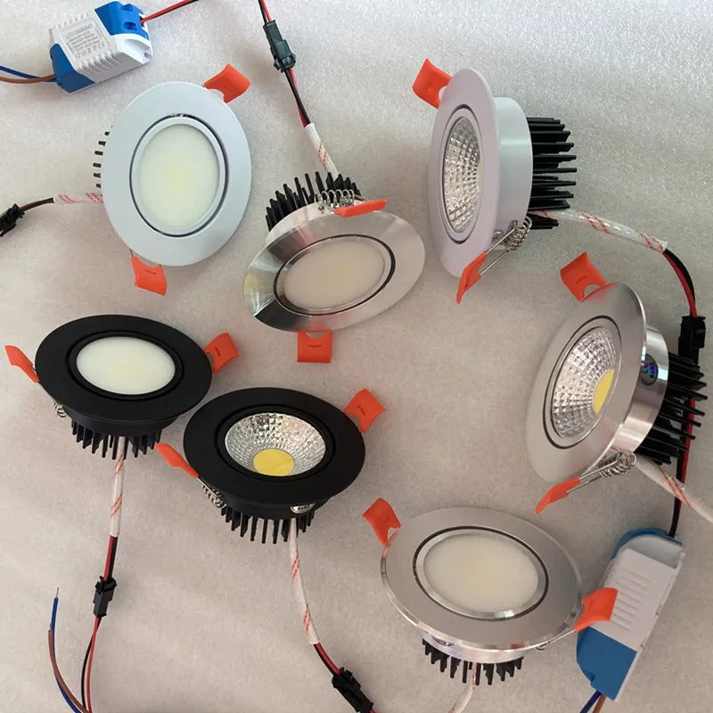 Светодиодный точечный светильник COB Потолочный Точечный 5 Вт 7 9 12 15 AC110V 220V 230V