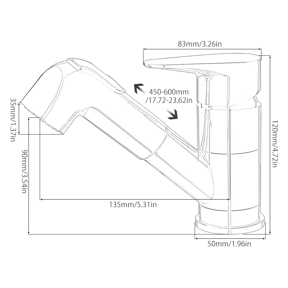 

Bathroom Kitchen Basin Faucet Single Handle Pull Out Spray Sink Tap Hot And Cold Water Faucets Installation On Countertop/Basin