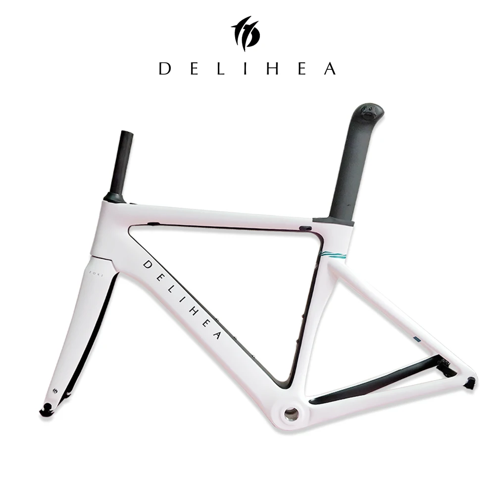 DeliHea T1000 карбоновая рама для шоссейного велосипеда, велосипедная Рама, супер легкая Ди2/Механическая гоночная карбоновая дорожная рама - Цвет: FORE WHITE