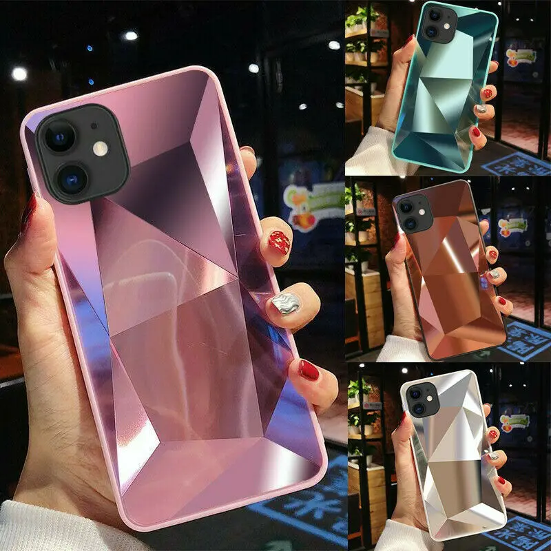 Алмазный 3D Блестящий зеркальный чехол для iPhone 11 Pro X XR XS Max силиконовый телефона 6 6S