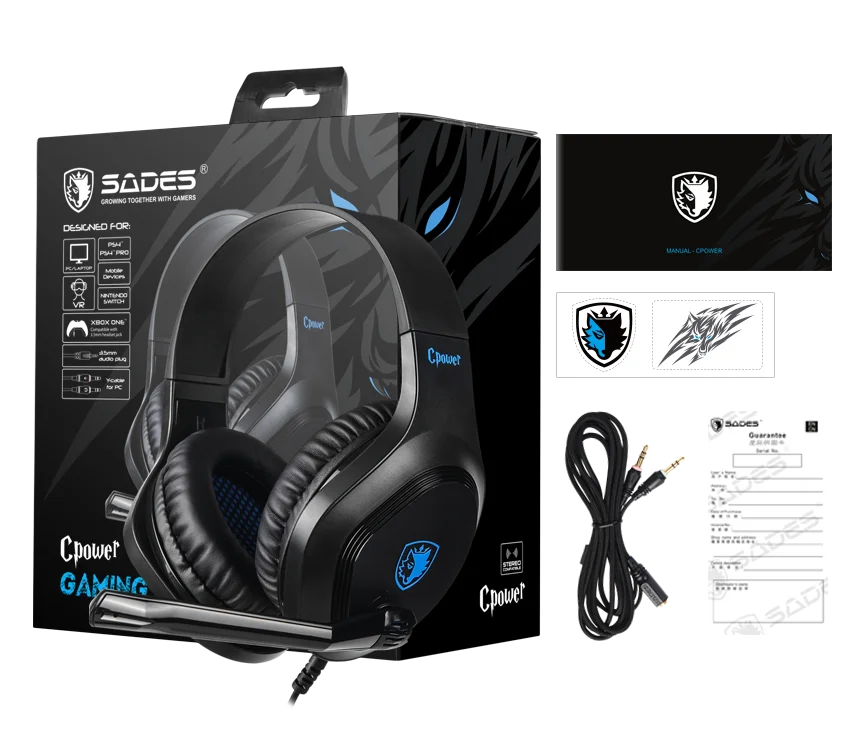 Игровая гарнитура SADES Cpower 3,5 мм стерео звуковые наушники для PS4/Xbox/One S/nintendo Switch/Mac/Mobile