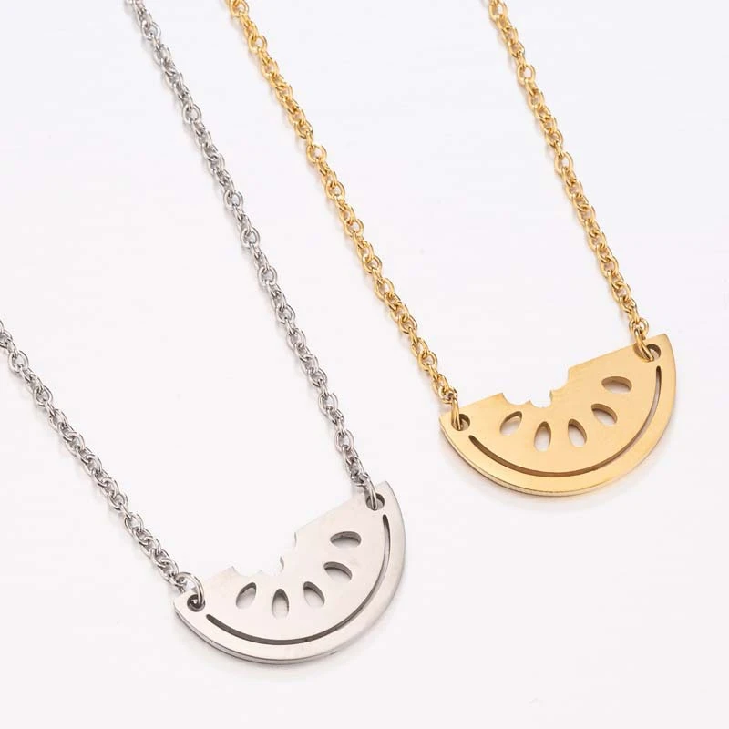 

2 Color Delicate Beauty Brief Watermelon Chians Necklaces Materials Is Stainless Steel 316 No Easy Fade Anti-allergy