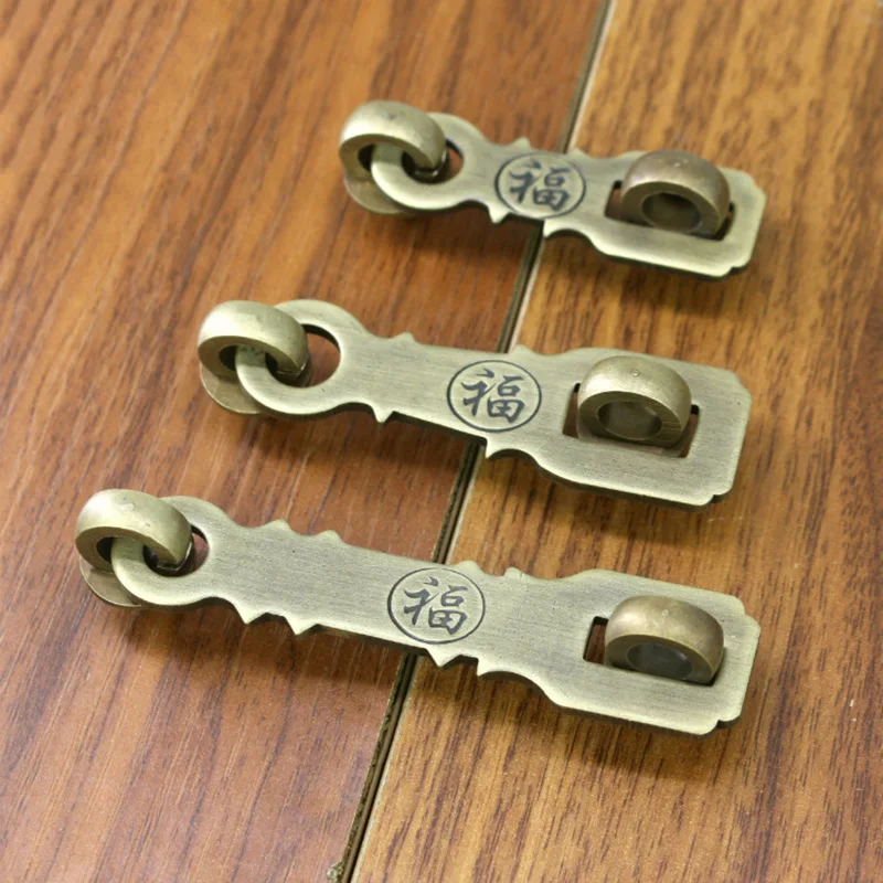 

106mm Wood Door Brass Hasp Furniture Buckle Cabinet Lock Antique Chinese Drawer Bolt Garden Anti-Theft Latch Hardware Part