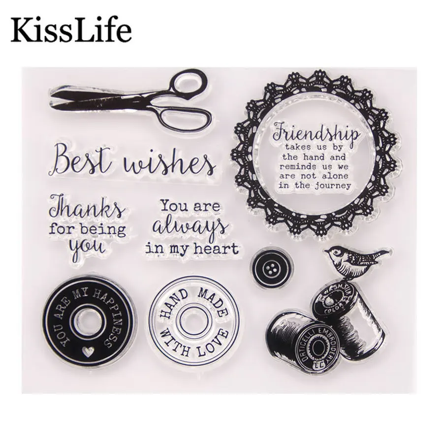 1 лист медная круглая рамка с цветами кнопки буквы резиновые штампы для