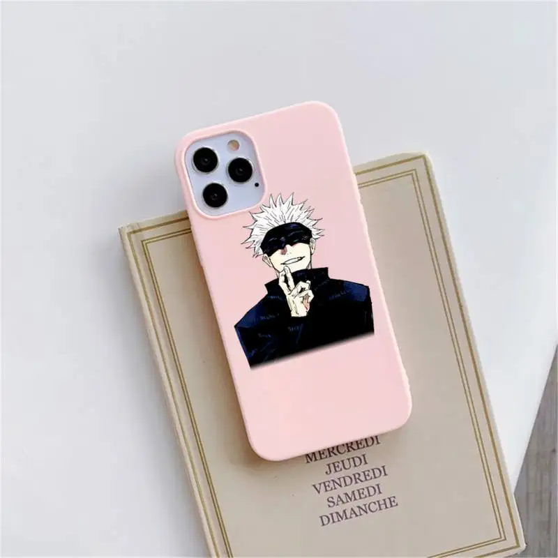 

Jujutsu Kaisen Satoru Gojo anime Phone Case Pink Candy Color for iPhone 11 12 mini pro XS MAX 8 7 6 6S Plus X SE 2020 XR