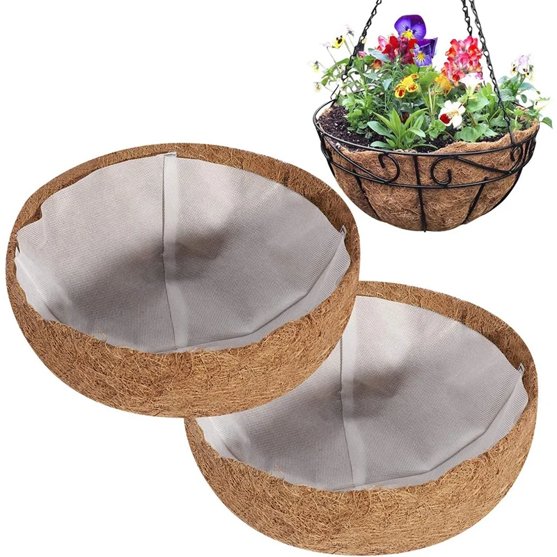 

Coco Coir Liners for Hanging Planter Basket, 4Pcs 12 Inches Half Round Coconut Fiber Plant Basket Liner and 4Pcs Linings