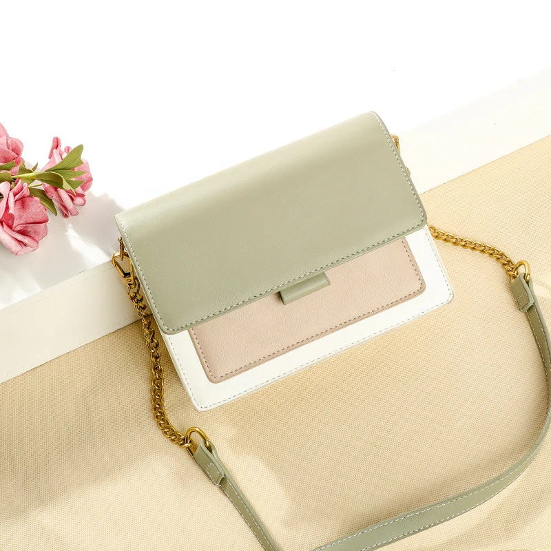 

New Retro Plaid Small Square Package Minimalist Fashion Stitching Messenger Shoulder Bag Ms. Packet