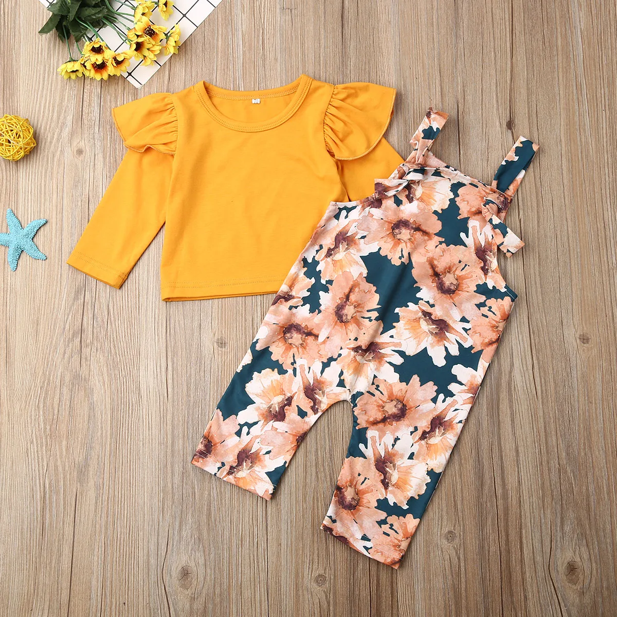 Новый брендовый Детский комплект для маленьких девочек сезон зима Цветочный