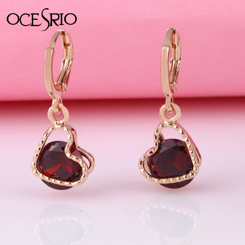 OCESRIO Роскошные серьги из розового золота 585 пробы с камнями модные висячие