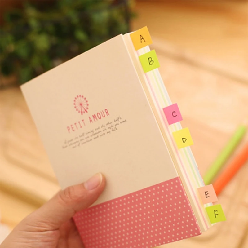 

5 Pads/Pack Kraft Paper Cover Candy Color Sticky Notes Page Marker Index Tabs
