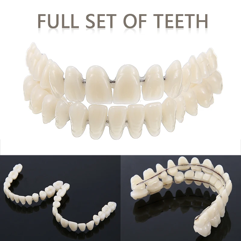 

Полный комплект верхний нижний затеняющий зубной синтетический полимер искусственные зубные протезы 28 шт. отбеливающий чехол для искусств...