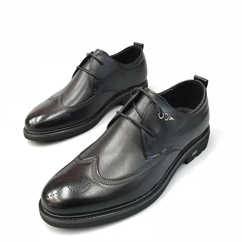 

Мужские деловые классические туфли, черные туфли из натуральной кожи на мягкой подошве, на шнуровке, весна-осень 2021