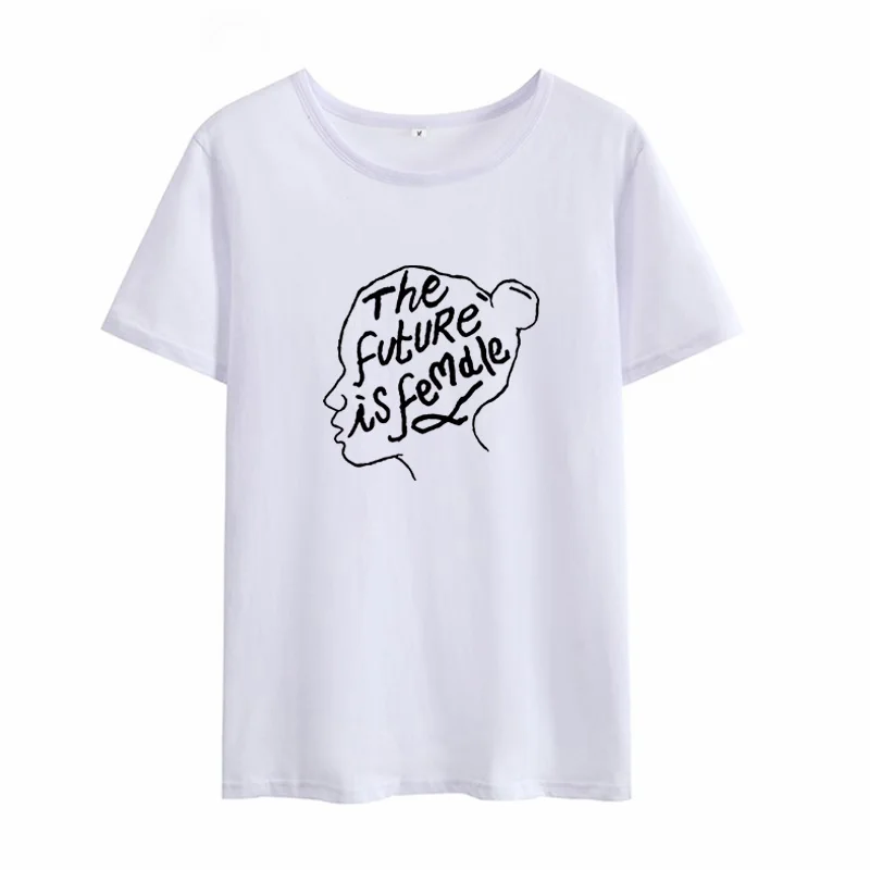 Женская футболка с принтом The Future Is летняя коротким рукавом и круглым вырезом для