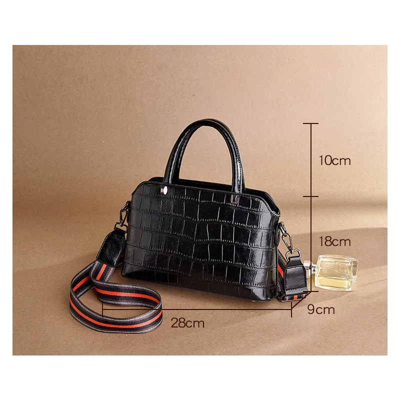 

Ladies Handbag with Wide Shoulder Strap Alligator Synthetic Leather Shoulder Bag Famous Designer Handbags Women Handbags