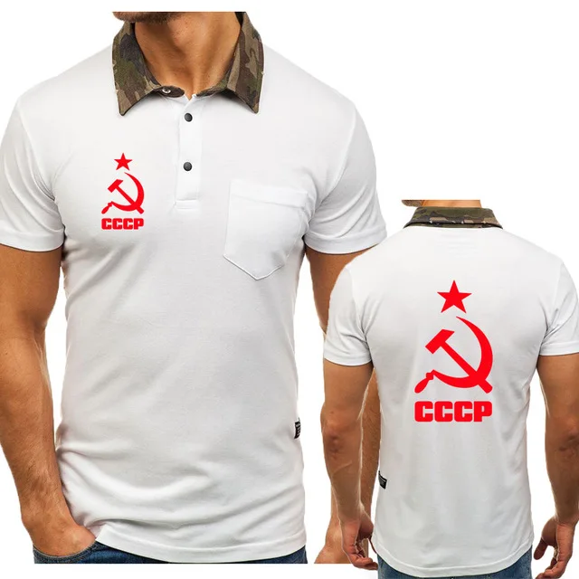 Summer Men's polo short sleeve for CCCP Russian USSR high quality Cotton T-shirt Fashion Mens T-Shirt Tops K | Автомобили и