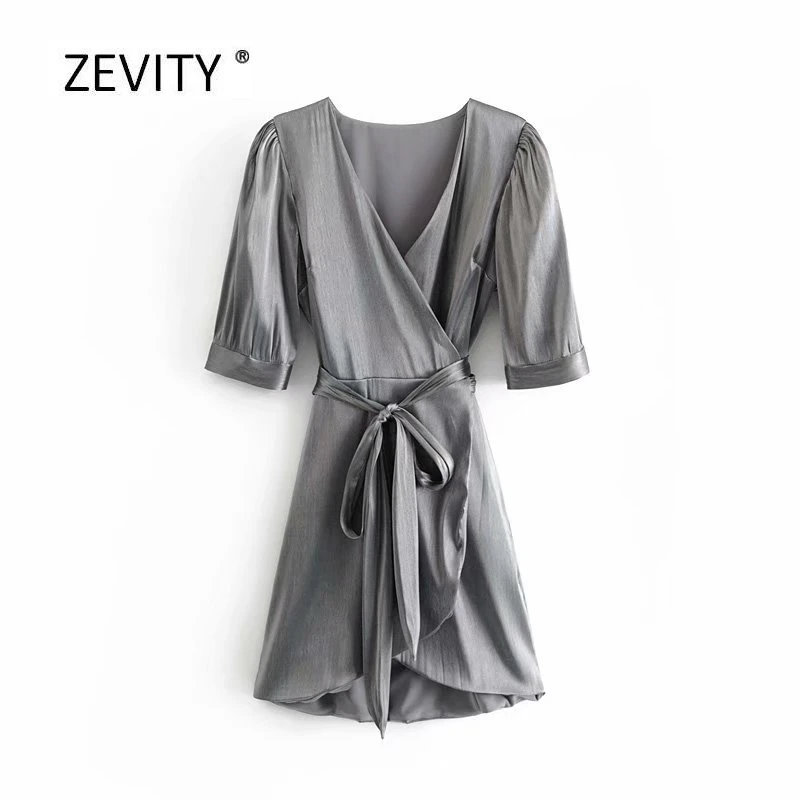 Женское повседневное платье мини с бантом однотонные вечерние платья v образным