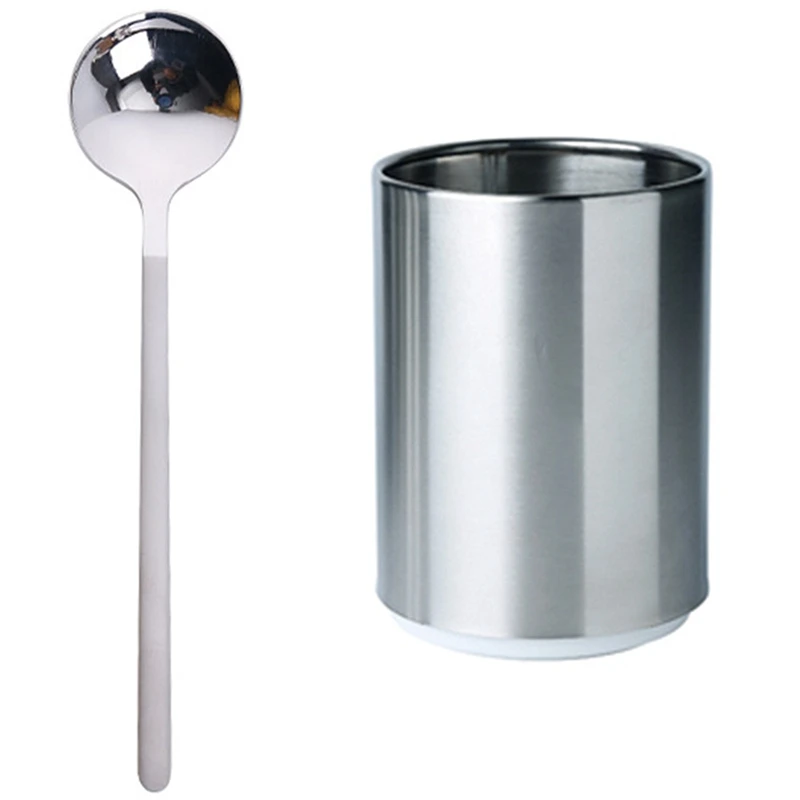 

1 Pcs Coffee Scoop 304 Stainless Steel Coffee Spoon S & 1x Stainless Steel Chopsticks Storage Tube