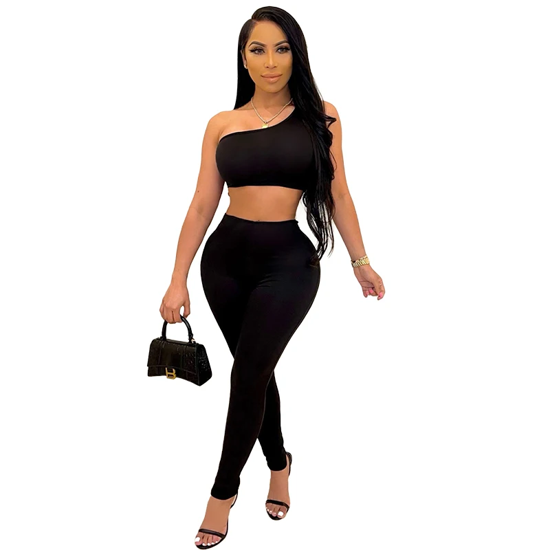 

2021 Sexy Two Piece Set Birthday Vacation Outfits for Women Summer Clothes Crop Top Bandage Hollow Pants Sexy Club Matching Sets