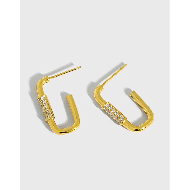 

YPAY 100% Real 925 Sterling Silver Safety Pin Studs Earrings for Women Female Korea INS Ear Cuff Jewelry YME880