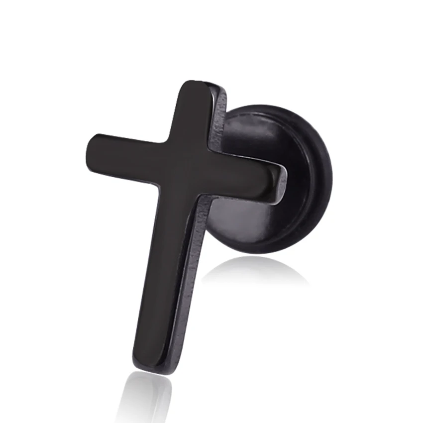 Классические серьги гвоздики из нержавеющей стали с крестом для мужчин и женщин